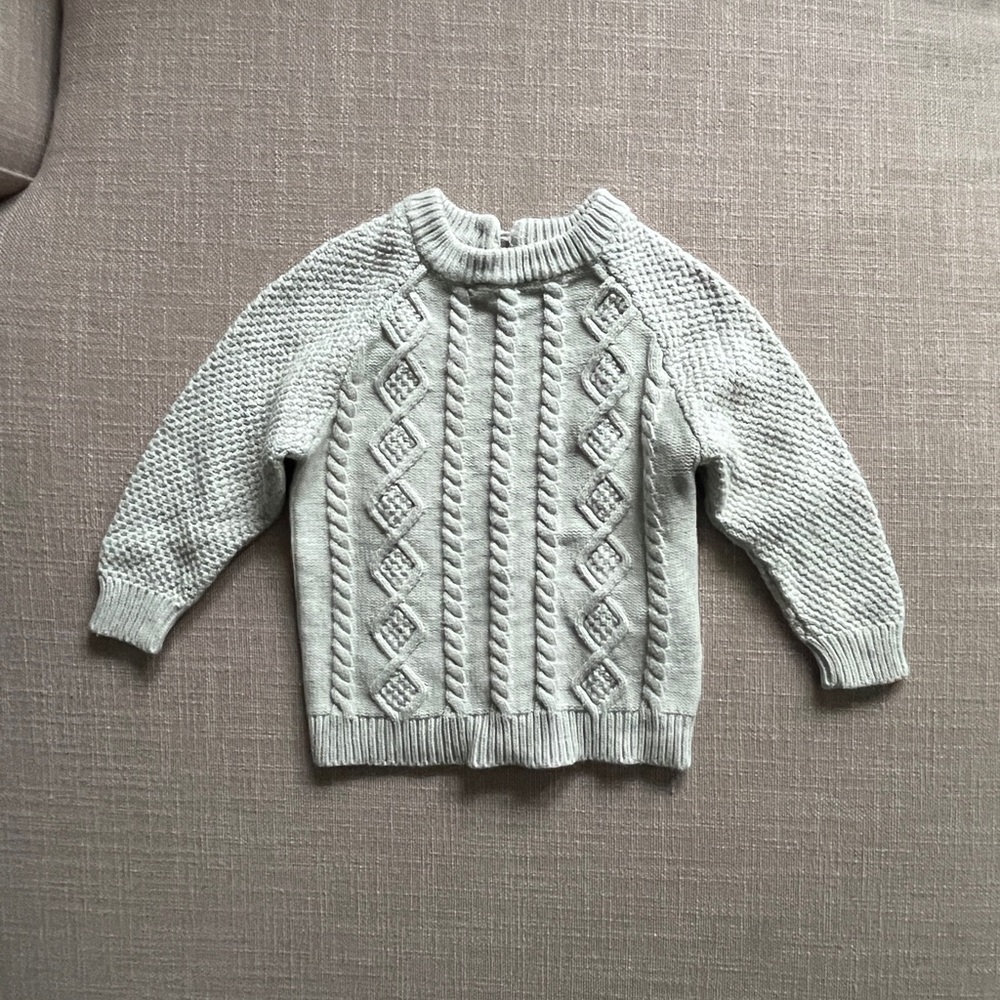Cozy Gray Cable Knit Sweater